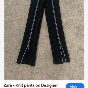 Zara Black Knit Pants with White Stripes